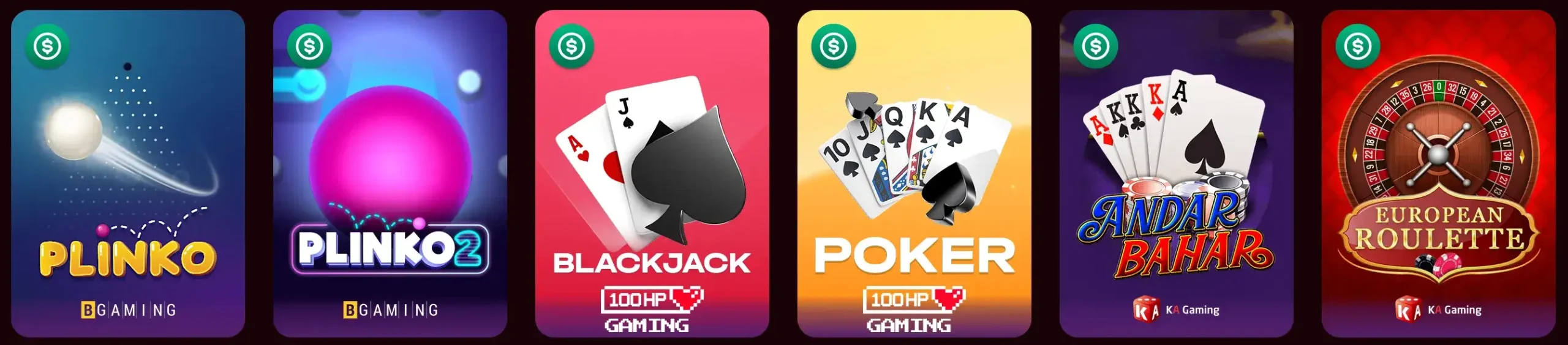 Classic table games including Roulette, Blackjack, and Baccarat